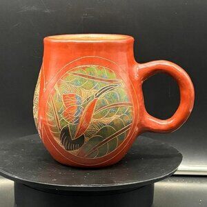 Vintage Nicaragua Clay Pottey Earthenware Topical Theme Toucan Monkey Bird Mug